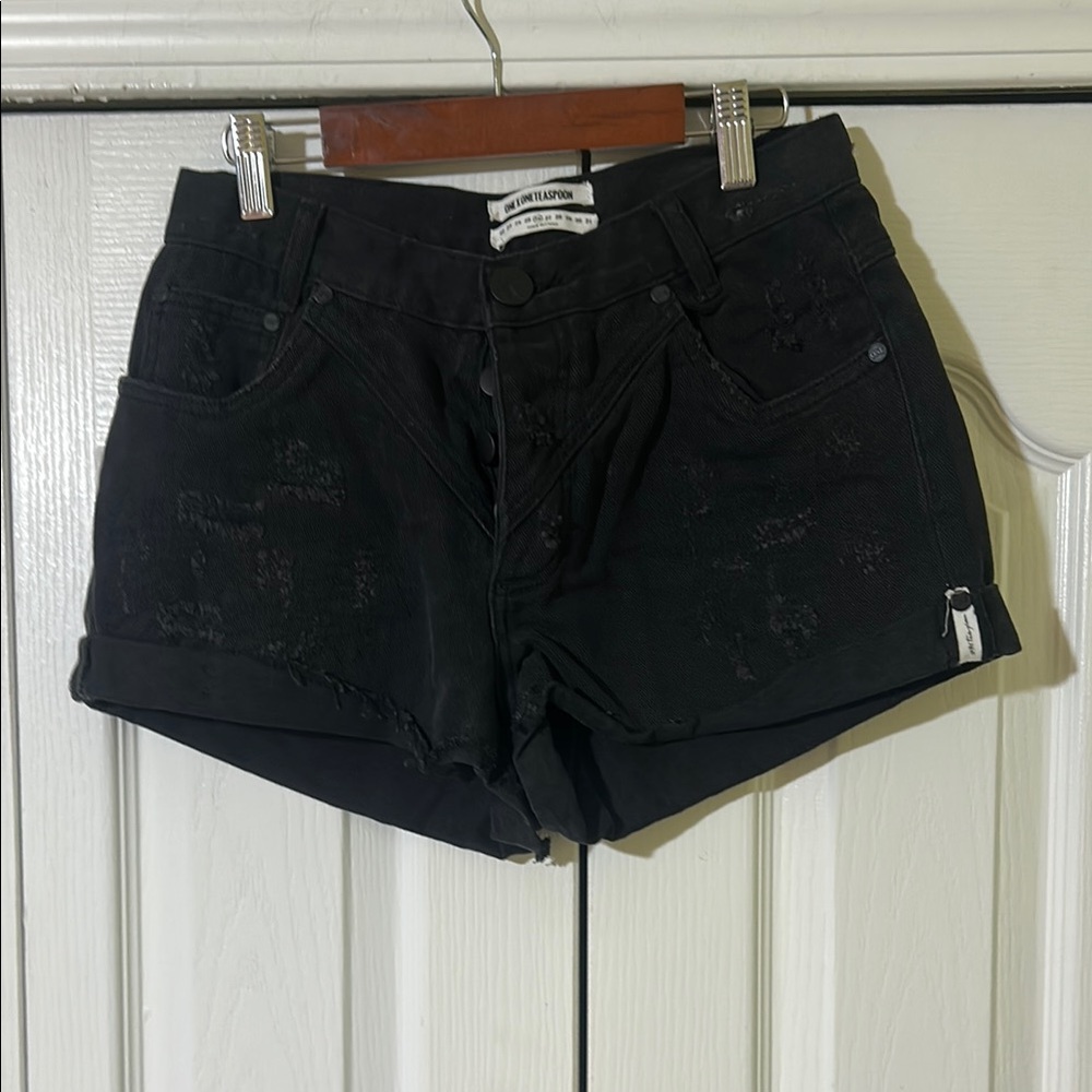 One Teaspoon Black Panther Hawks Jean Shorts